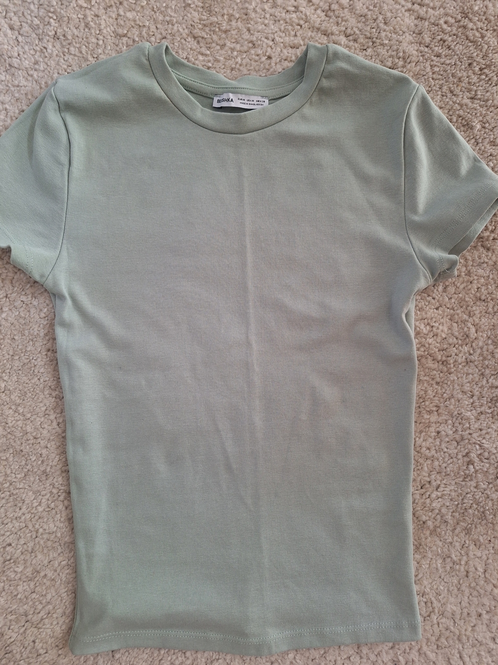 Bershka Women's Short Sleeve Tee - Sage Green